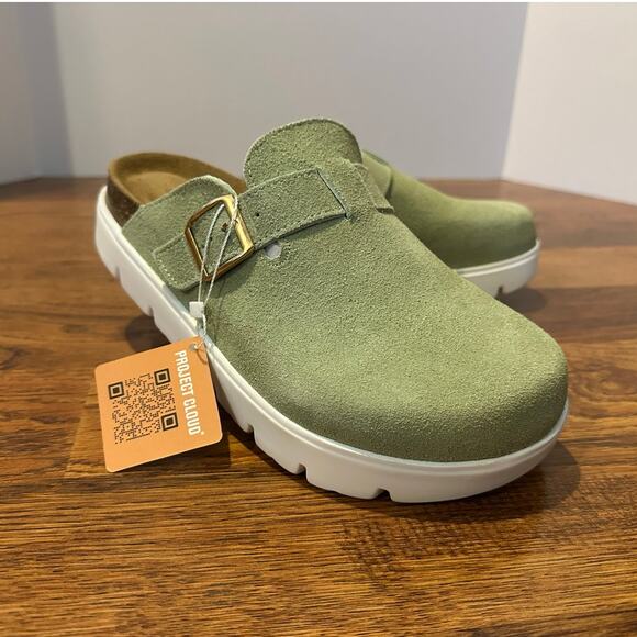 Project Cloud Women's Suede Platform Clogs Green Size 9 Birk Dupes NWT - Picture 1 of 9